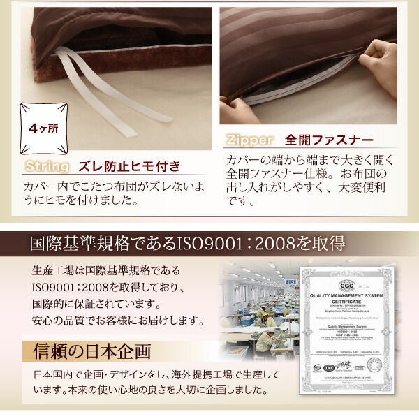 スーパSALE10倍＆4時間限定10％OFF こたつ布団セット 裏プレミアム毛布付き モダンストライプこたつカバー＆防ダニこたつ布団シリーズ こたつ布団3点セット(掛・敷布団＋布団カバー) 6尺長方形(90×180cm)天板対応
