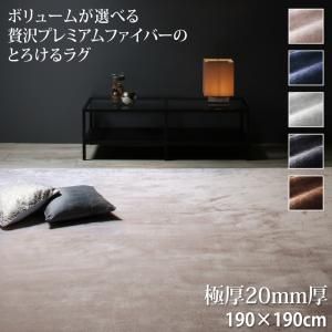 スーパSALE10倍＆4時間限定10％OFF ラグ ボリュームが選べる 贅沢プレミアムファイバーのとろけるラグ 極厚20mm厚ウレタン入りタイプ 190×190cm