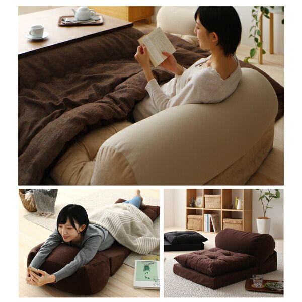 スーパSALE10倍＆4時間限定10％OFF マイクロビーズ クッション ソファ こたつ ビーズクッション 座椅子 座布団 国産 1人掛け set セット 2点 座れて枕にもなるごろ寝ビーズクッションソファ 2点セット 1P＋1P