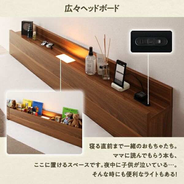 スーパSALE10倍＆4時間限定10％OFF MITAS寝具SELECT セットでお得 ライト・コンセント付大型連結フロアベッド 専用別売品 1年中セット ワイドK240(SD×2) レギュラー丈