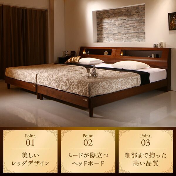 スーパSALE10倍＆4時間限定10％OFF 高級ウォルナット材ツインベッド ボンネルコイルマットレス付き ツイン（SD×2）