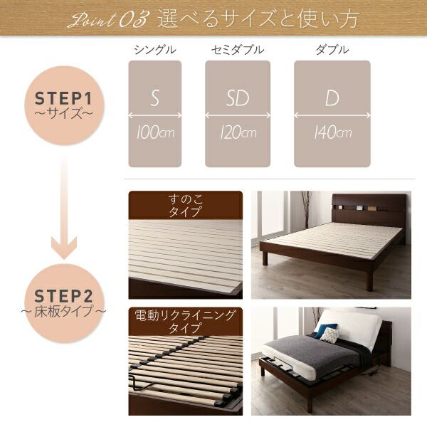 スーパSALE10倍＆4時間限定10％OFF 暮らしを快適にする棚コンセント付きデザインベッド ベッドフレームのみ すのこタイプ シングル