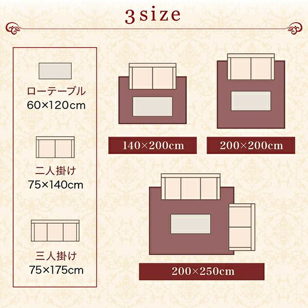 スーパSALE10倍＆4時間限定10％OFF ラグ クラシック調デザインラグ 200×200cm