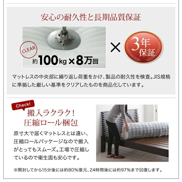 マラソン10倍中 お客様組立 通気性抜群 すのこ構造 棚コンセント付 跳ね上げベッド スタンダードポケットコイルマットレス付き セミダブル 深さラージ