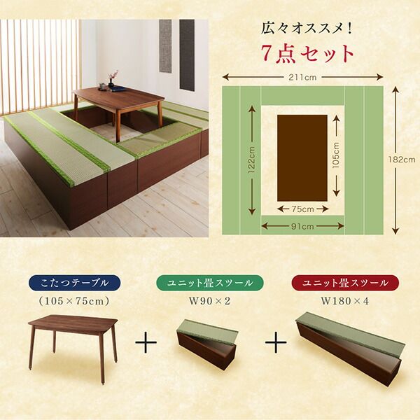 スーパSALE10倍＆4時間限定10％OFF こたつテーブル 収納付きユニット畳掘りごたつシリーズ こたつテーブル 長方形(75×105cm)