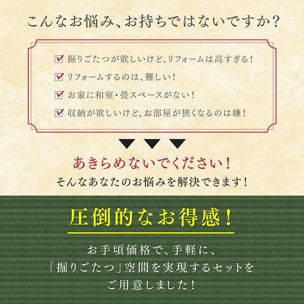 スーパSALE10倍＆4時間限定10％OFF こたつテーブル 収納付きユニット畳掘りごたつシリーズ こたつテーブル 長方形(75×105cm)