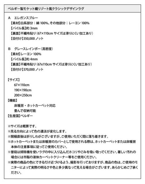 スーパSALE10倍＆4時間限定10％OFF ラグ ベルギー製モケット織リゾート風クラシックデザインラグ 190×190cm