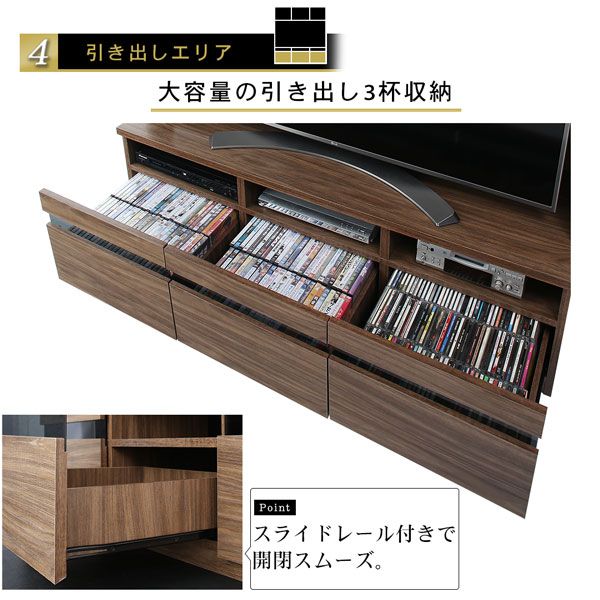 スーパSALE10倍＆4時間限定10％OFF ハイタイプテレビボードシリーズ  3点セット(テレビボード+キャビネット×2) ガラス扉