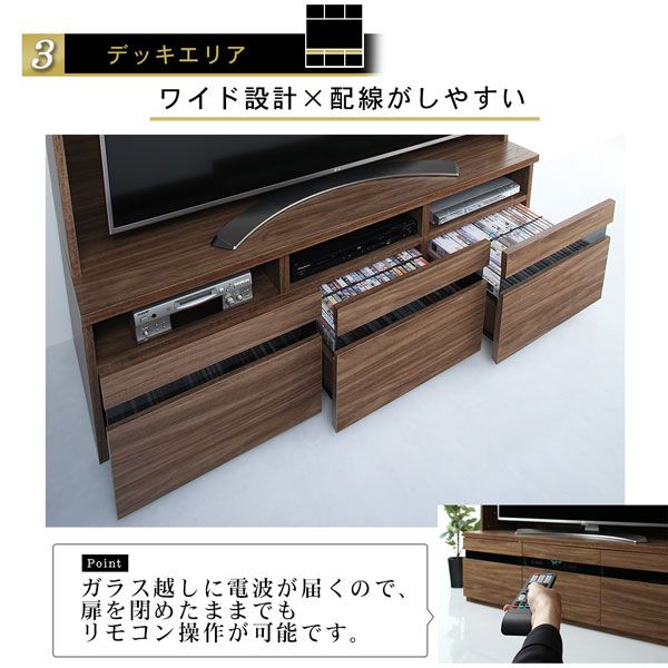 スーパSALE10倍＆4時間限定10％OFF ハイタイプテレビボードシリーズ  3点セット(テレビボード+キャビネット×2) 木扉