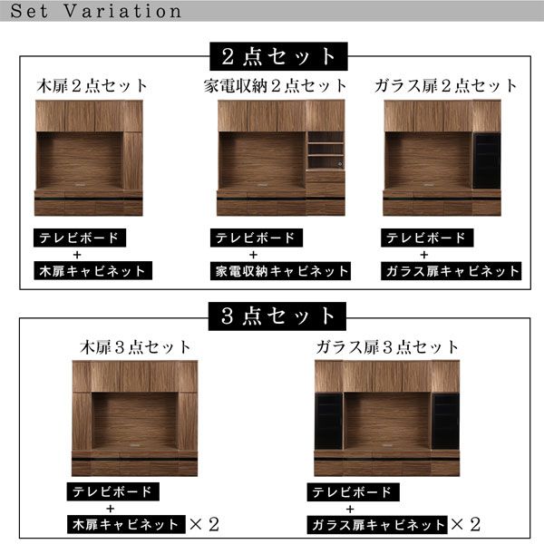 スーパSALE10倍＆4時間限定10％OFF ハイタイプテレビボードシリーズ  2点セット(テレビボード+キャビネット) ガラス扉