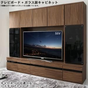 スーパSALE10倍＆4時間限定10％OFF ハイタイプテレビボードシリーズ  2点セット(テレビボード+キャビネット) ガラス扉