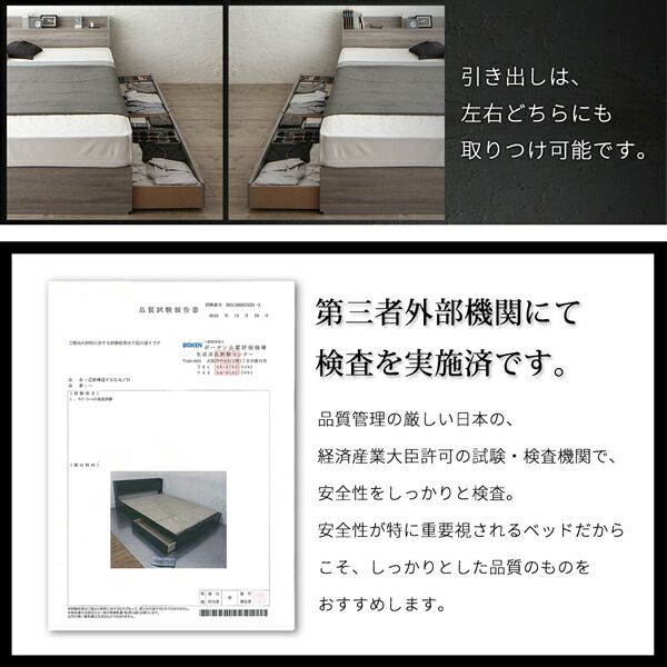 マラソン10倍中 棚・コンセント付き収納ベッド スタンダードボンネルコイルマットレス付き シングル
