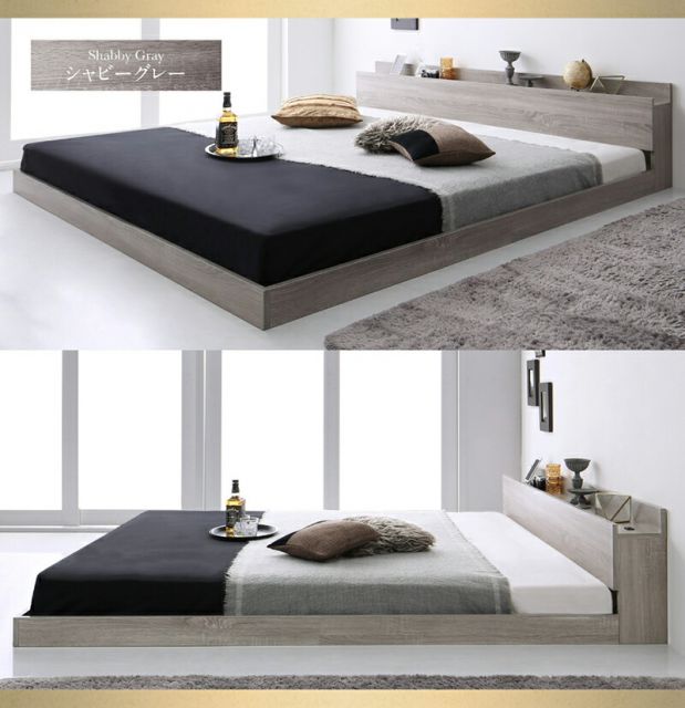 マラソン10倍中 ベッド ベット クイーン クイーンベッド フロアベッド マットレス ロングセラー 一枚もの  2人 3人 棚付き 棚 コンセント付き 北欧 快適 ゆったり すのこ スタンダードボンネルコイルマットレス付き クイーン(Q×1)