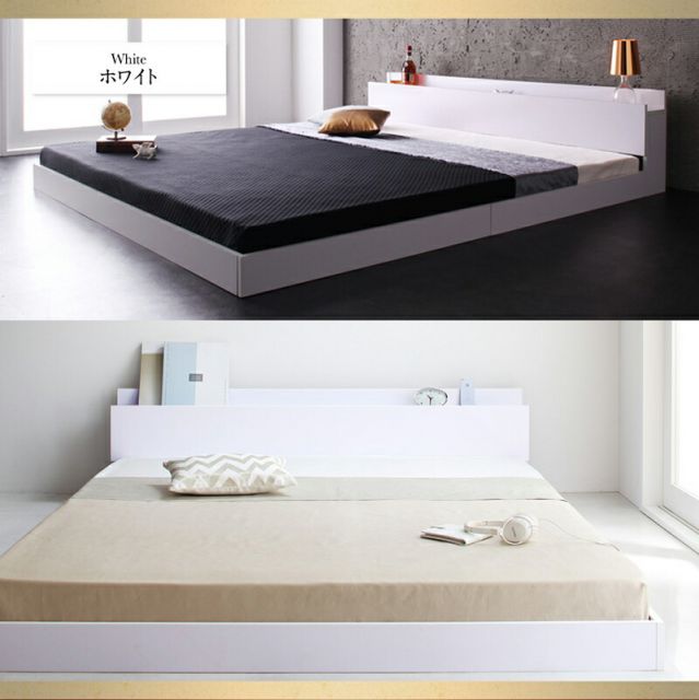マラソン10倍中 ベッド ベット クイーン クイーンベッド フロアベッド マットレス ロングセラー 一枚もの  2人 3人 棚付き 棚 コンセント付き 北欧 快適 ゆったり すのこ スタンダードボンネルコイルマットレス付き クイーン(Q×1)