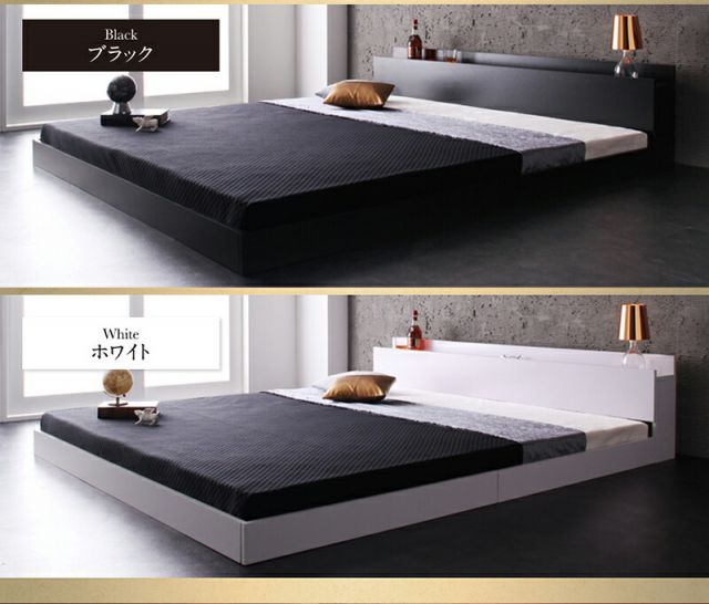 マラソン10倍中 ベッド ベット クイーン クイーンベッド フロアベッド マットレス ロングセラー 一枚もの  2人 3人 棚付き 棚 コンセント付き 北欧 快適 ゆったり すのこ スタンダードボンネルコイルマットレス付き クイーン(Q×1)