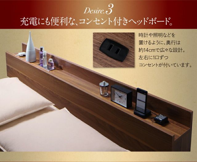 マラソン10倍中 ベッド ベット クイーン クイーンベッド フロアベッド マットレス ロングセラー 一枚もの  2人 3人 棚付き 棚 コンセント付き 北欧 快適 ゆったり すのこ スタンダードボンネルコイルマットレス付き クイーン(Q×1)