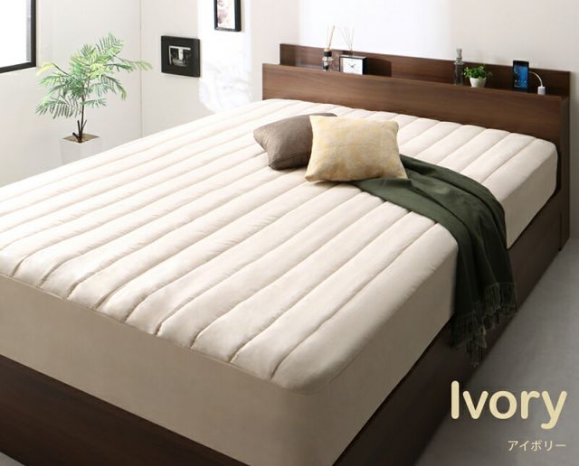 スーパSALE10倍＆4時間限定10％OFF MITAS寝具SELECT ボックスシーツ ふわふわ 敷きパッド 洗濯 寝具 ベット ベッド マットレス 足つきマットレス  綿混 洗い替え シーツ 10色から選べるパッド一体型ボックスシーツ 単品 ダブル