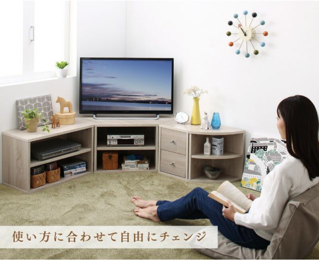 スーパSALE10倍＆4時間限定10％OFF テレビ台 ローボード コーナーテレビ台 コーナータイプTV台 32インチ 1人暮らし コーナー 収納 チェスト 引き出し４点セット