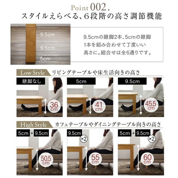 スーパSALE10倍＆4時間限定10％OFF 高さ調節可能 3段階伸長式 大型こたつソファダイニングシリーズ 4人 4点セット(テーブル+2Pソファ1脚+1Pソファ1脚+コーナーソファ1脚) W120-180