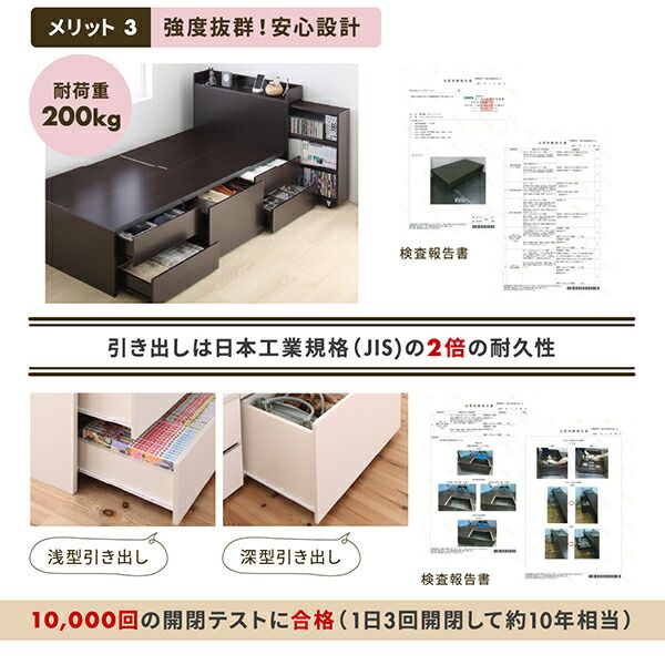 スーパSALE10倍＆4時間限定10％OFF MITAS寝具SELECT ベッド ベット 収納付きベッド セミシングル 宮付き 大容量 一人暮らし おしゃれ コンパクト 子供 女性 180 キッズ ベビー 日本製 お客様組立 薄型スタンダードボンネルコイルマットレス付 セミシングル ショート丈