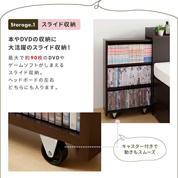 スーパSALE10倍＆4時間限定10％OFF MITAS寝具SELECT ベッド ベット 収納付きベッド セミシングル 宮付き 大容量 一人暮らし おしゃれ コンパクト 子供 女性 180 キッズ ベビー 日本製 お客様組立 薄型スタンダードボンネルコイルマットレス付 セミシングル ショート丈