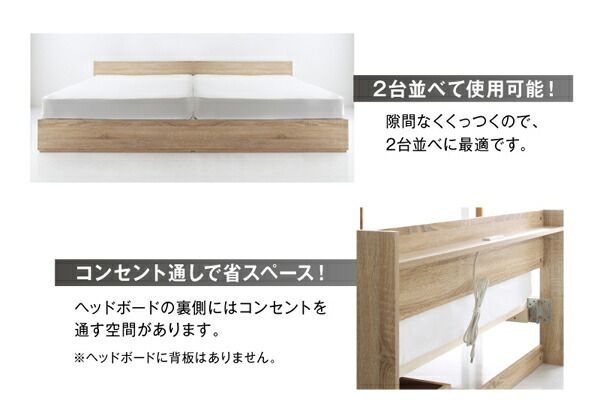 マラソン10倍中 棚 コンセント付き 引き出し 2杯 収納 ベッド スタンダードポケットコイルマットレス付き セミダブル