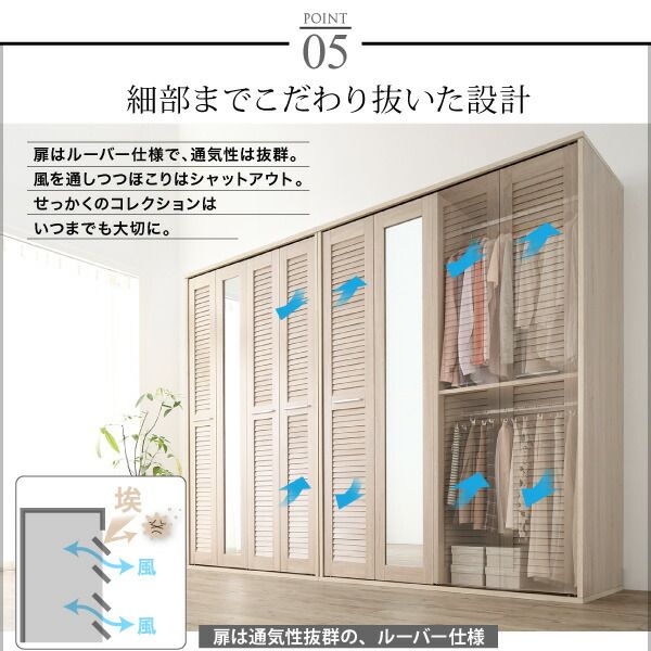 スーパSALE10倍＆4時間限定10％OFF ワードローブ クローゼット ミラー ミラー付き 全身鏡 幅120cm 120cm 高さ200cm 折れ戸 ルーバー タンス 壁面収納 衣類収納 省スペース ハンガーラック 納戸 引っ越し 新生活