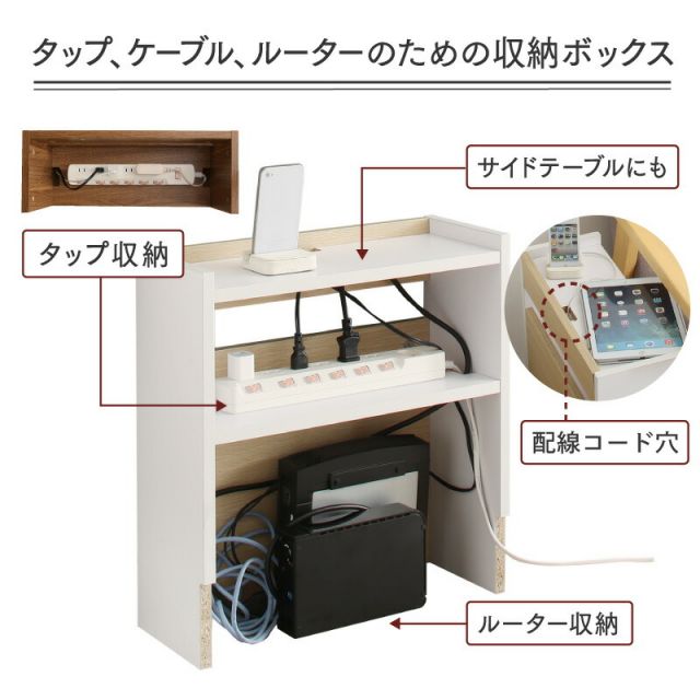 ケーブルボックス 収納ボックス ロータイプ フタ付き ルーター モデム タップ 整理 収納 スリム 木目 コードケース ケーブル隠し 配線カバー コード収納 北欧 ルーター収納