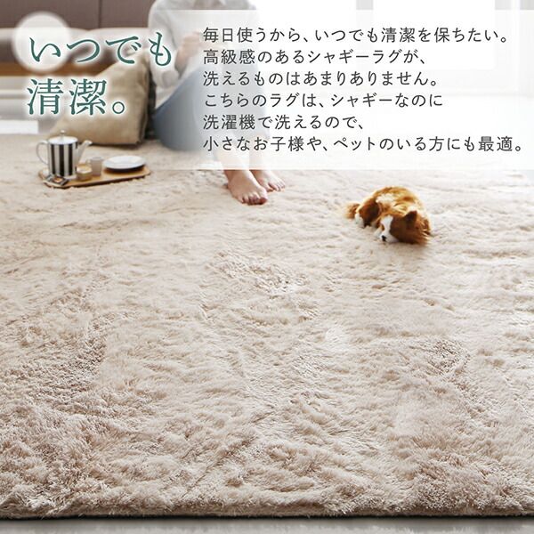 スーパSALE10倍＆4時間限定10％OFF ラグ 洗濯機で洗えるシャギーラグ 200×250cm