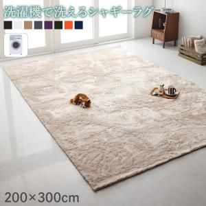 スーパSALE10倍＆4時間限定10％OFF ラグ 洗濯機で洗えるシャギーラグ 200×300cm