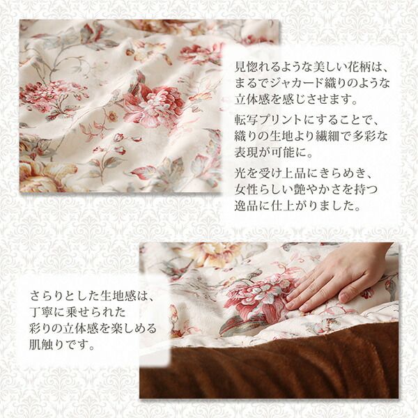 スーパSALE10倍＆4時間限定10％OFF こたつ布団セット ジャカード風 花柄国産こたつ布団 掛布団&敷布団2点セット 正方形(80×80cm)天板対応