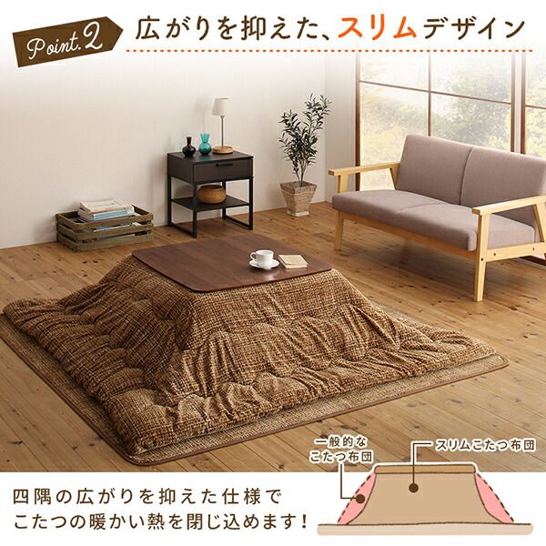 スーパSALE10倍＆4時間限定10％OFF こたつ布団セット とろけるフランネル裏地 丸洗いできるこたつ布団 掛布団&敷布団2点セット 4尺長方形(80×120cm)天板対応