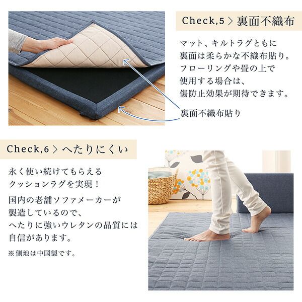 スーパSALE10倍＆4時間限定10％OFF ラグ ラグが洗える こたつにもピッタリ コーナークッションラグ キルトラグ単品 190×190cm