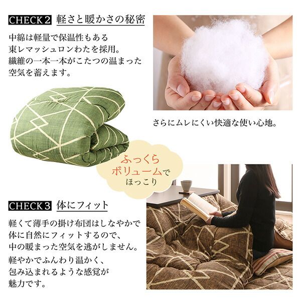 スーパSALE10倍＆4時間限定10％OFF こたつ こたつ布団 おしゃれ 幾何学デザインのこたつ布団 こたつ用掛け布団単品 4尺長方形(80×120cm)天板対応