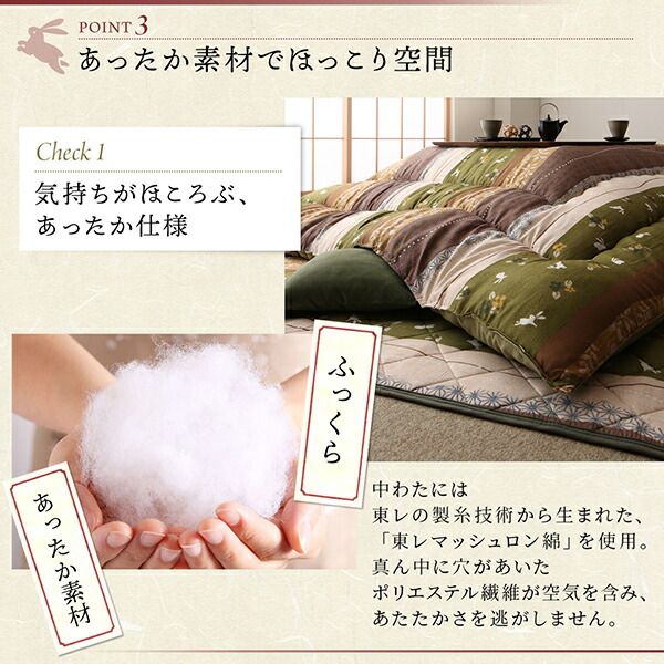 スーパSALE10倍＆4時間限定10％OFF こたつ こたつ布団 こたつ布団カバー おしゃれ ふっくら綿入り うさぎ和柄こたつ布団シリーズ こたつ布団カバー単品 4尺長方形(80×120cm)天板対応