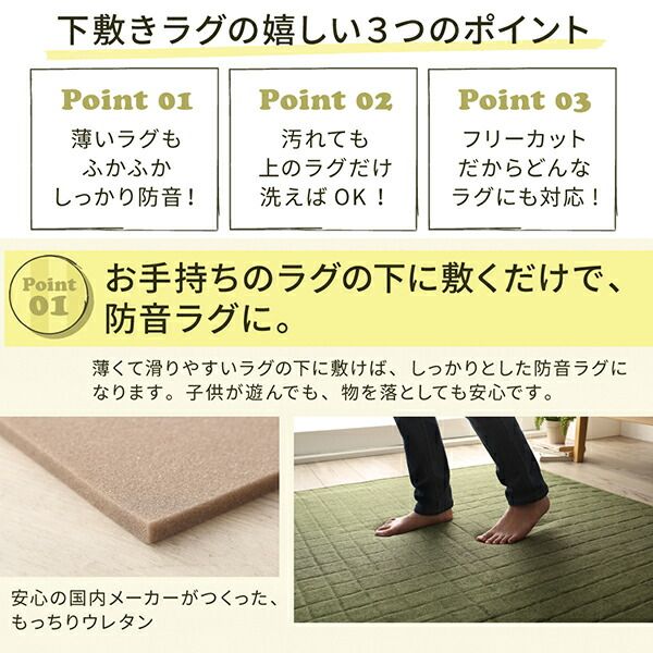 スーパSALE10倍＆4時間限定10％OFF ラグの下に敷くふかふかぴったり下敷きマット 170×270