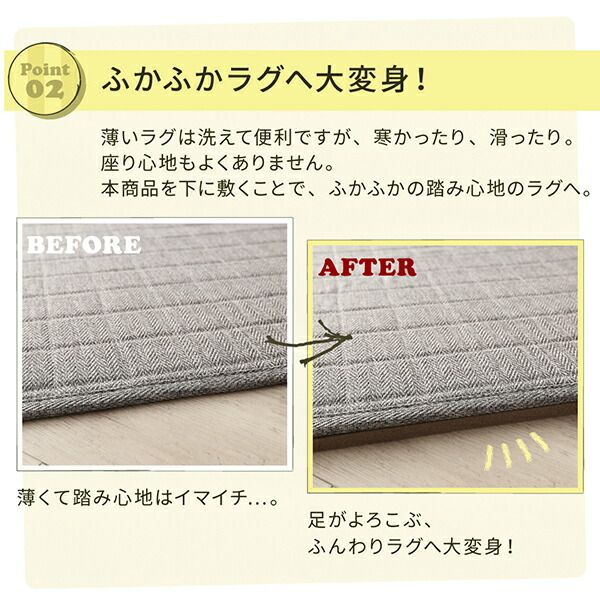 スーパSALE10倍＆4時間限定10％OFF ラグの下に敷くふかふかぴったり下敷きマット 170×270