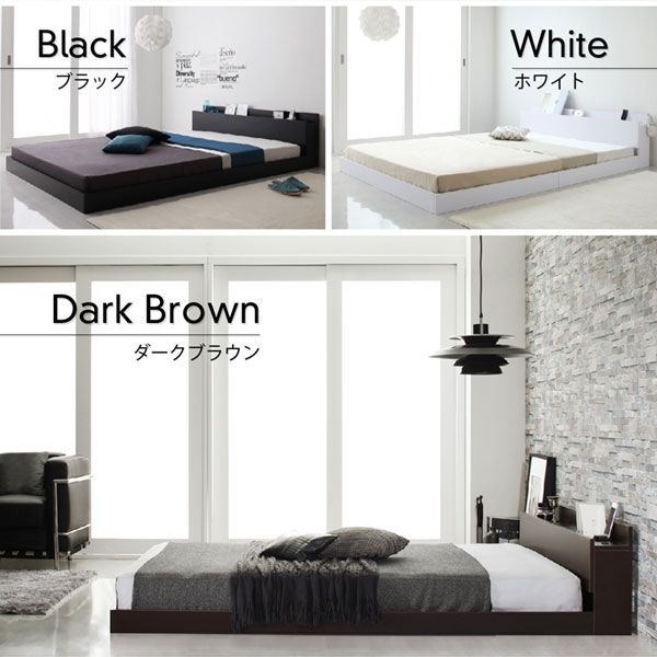 マラソン10倍中 棚・コンセント付きフロアベッド マルチラススーパースプリングマットレス付き シングル