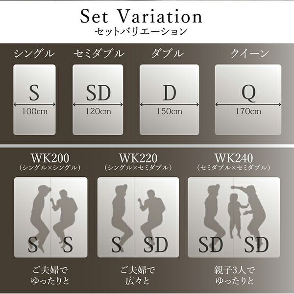 マラソン10倍中 棚・コンセント・LED照明付き高級モダンローベッド ベッドフレームのみ ワイドK240(SD×2)