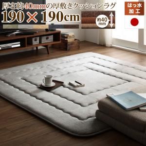 スーパSALE10倍＆4時間限定10％OFF ラグ 厚み40mmのふっくら厚敷きクッションラグ 190×190cm