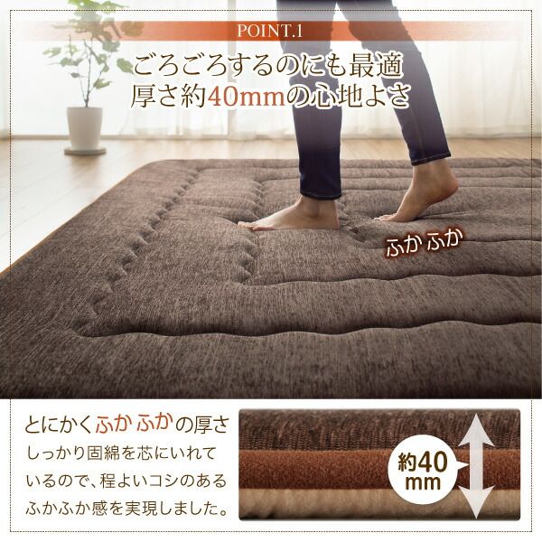 スーパSALE10倍＆4時間限定10％OFF ラグ 厚み40mmのふっくら厚敷きクッションラグ 190×190cm