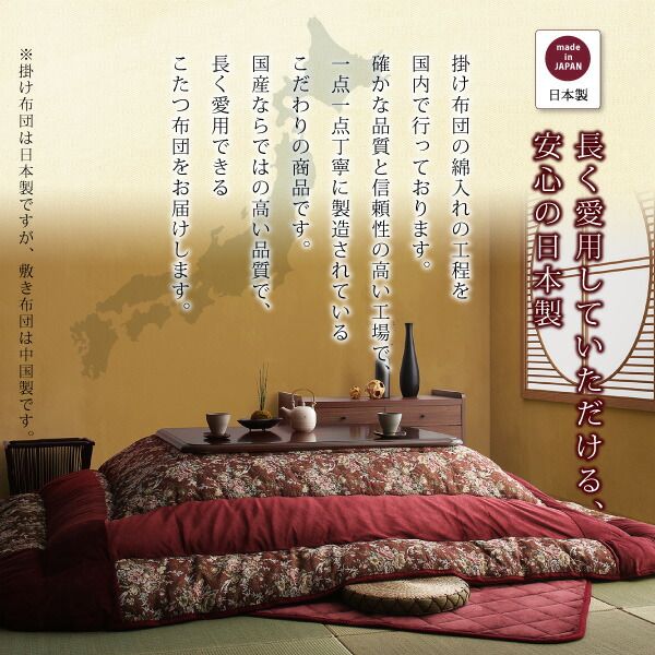 スーパSALE10倍＆4時間限定10％OFF こたつ布団セット ゴブラン織 花柄国産こたつ布団 掛布団&敷布団2点セット 正方形(80×80cm)天板対応