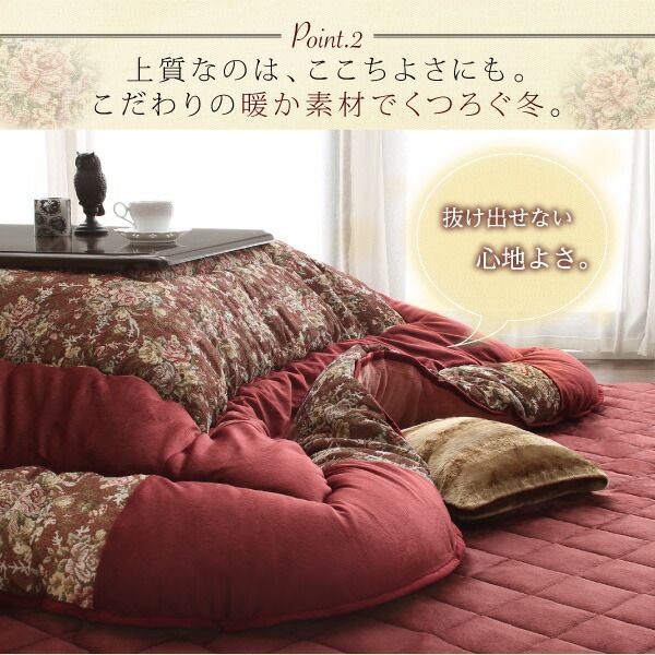 スーパSALE10倍＆4時間限定10％OFF こたつ布団セット ゴブラン織 花柄国産こたつ布団 掛布団&敷布団2点セット 正方形(80×80cm)天板対応