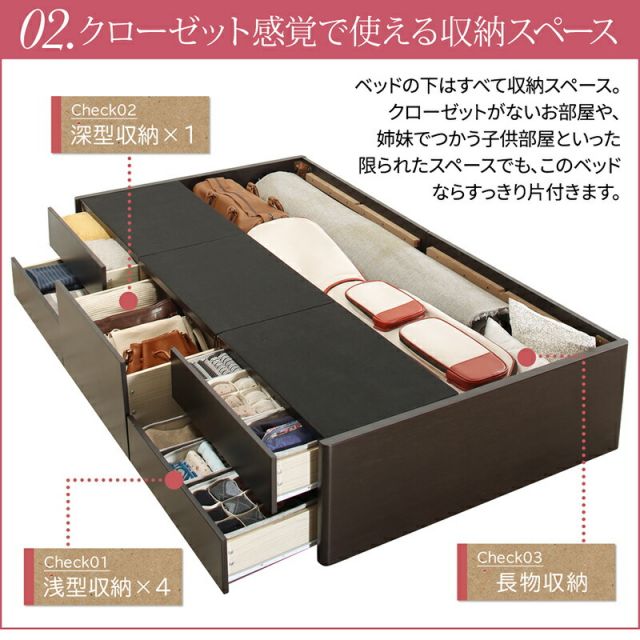 マラソン10倍中 ショート丈チェストベッド ヘッドレス 薄型プレミアムポケットコイルマットレス付き セミシングル ショート丈