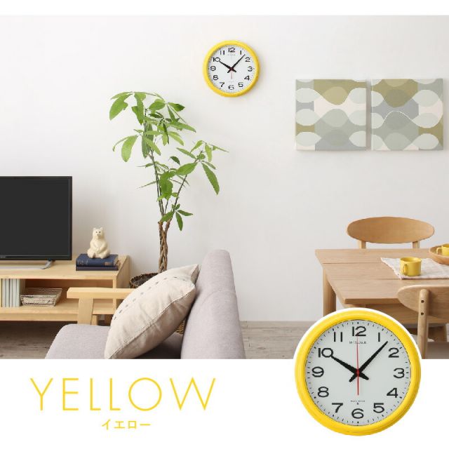 スーパSALE10倍＆4時間限定10％OFF 掛け時計 電波時計 壁掛け時計 壁掛け 北欧 かわいい おしゃれ 電波 夜 寝室 大きい 見やすい 直径32cm イエロー アイボリー グリーン ターコイズ ウォールクロック