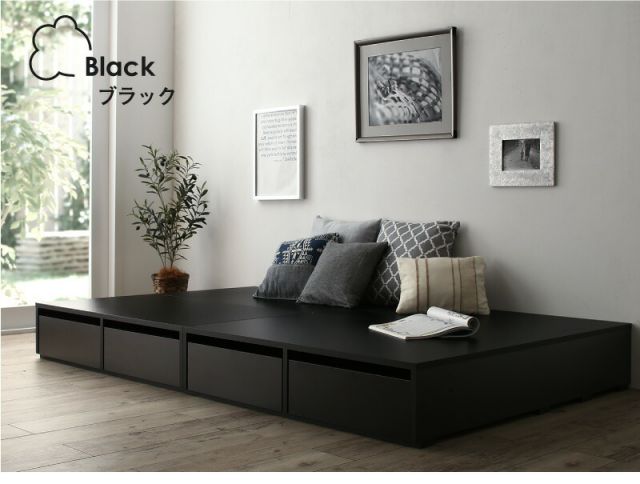 マラソン10倍中 ベッド ベッドフレーム マットレス付き フィッツ 木製 収納付きベッド 引き出し付き ヘッドレス 薄型プレミアムポケットコイルマットレス付き ロータイプ 引き出し2杯 シングル