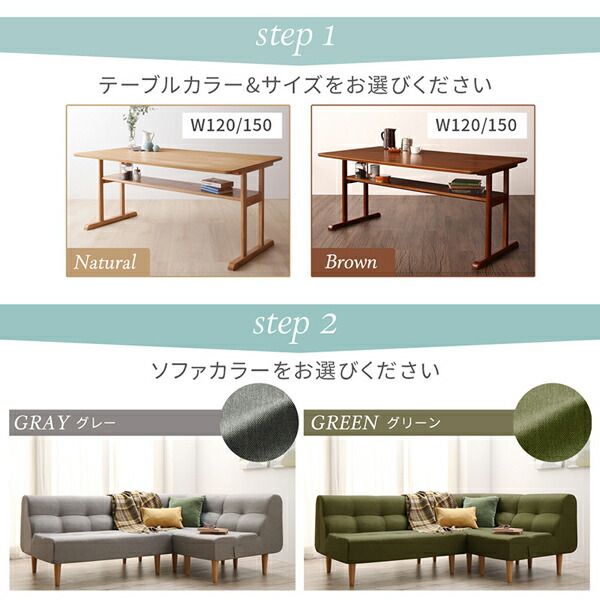 スーパSALE10倍＆4時間限定10％OFF ダイニングセット（テーブル&ソファ） 座り心地にこだわった ポケットコイル リビングダイニング 4点セット(テーブル+2Pソファ1脚+1Pソファ1脚+コーナーソファ1脚) W120