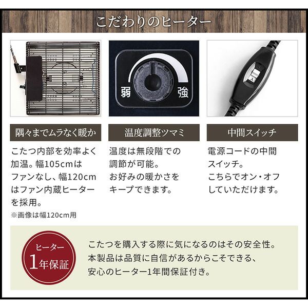 スーパSALE10倍＆4時間限定10％OFF こたつテーブル ヴィンテージデザイン古木風バイカラーこたつテーブル 長方形(75×105cm)