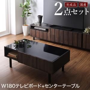 スーパSALE10倍＆4時間限定10％OFF リビング収納 チェスト キャビネット タンス テレビ台 国産完成品 古木風リビングシリーズ 2点セット(180ローボード+センターテーブル)