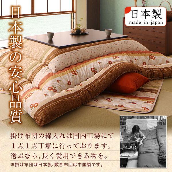 スーパSALE10倍＆4時間限定10％OFF 和レトロこたつ布団 掛布団&敷布団2点セット 正方形(80×80cm)天板対応